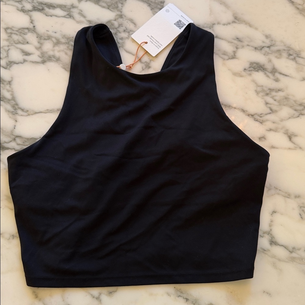 NWT Quince Women's Ultra-Form High-Neck Cropped Activewear Tank Black Size S - Picture 3 of 8
